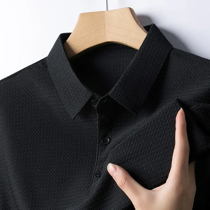 BROWON Brand 2025 Summer Short Sleeves T-Shirts Men Turn-down Collar Casual Loose T-Shirts Men Polyester Fashion Tops Man