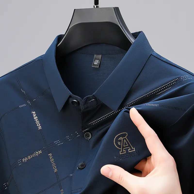 Summer High Quality Ice Silk Breathable Short-sleeved Polo Shirt Men's Embroidered Casual Fashion Business T-shirt