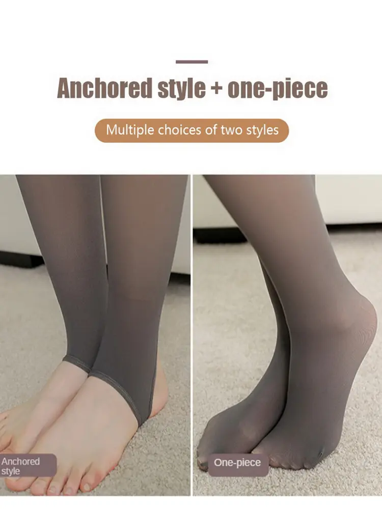 Thicken Stockings Women Translucent Fleece Pantyhose Tights Sexy Black Women Winter Warm Stocks High Waist Sock Pants Streetwear