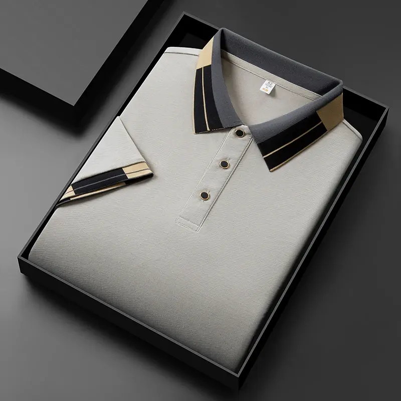 2025 New Men's Collar Polo Shirt Short Sleeved Sweat Absorbing Polo Tops ,Luxury Jacquard Breathable Contrast color T-shirt