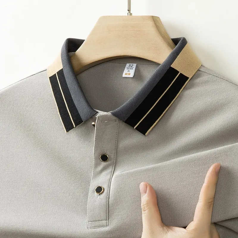 2025 New Men's Collar Polo Shirt Short Sleeved Sweat Absorbing Polo Tops ,Luxury Jacquard Breathable Contrast color T-shirt