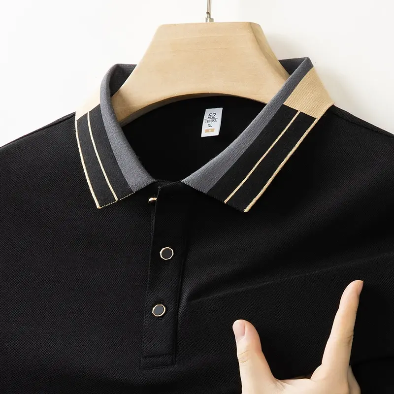 2025 New Men's Collar Polo Shirt Short Sleeved Sweat Absorbing Polo Tops ,Luxury Jacquard Breathable Contrast color T-shirt