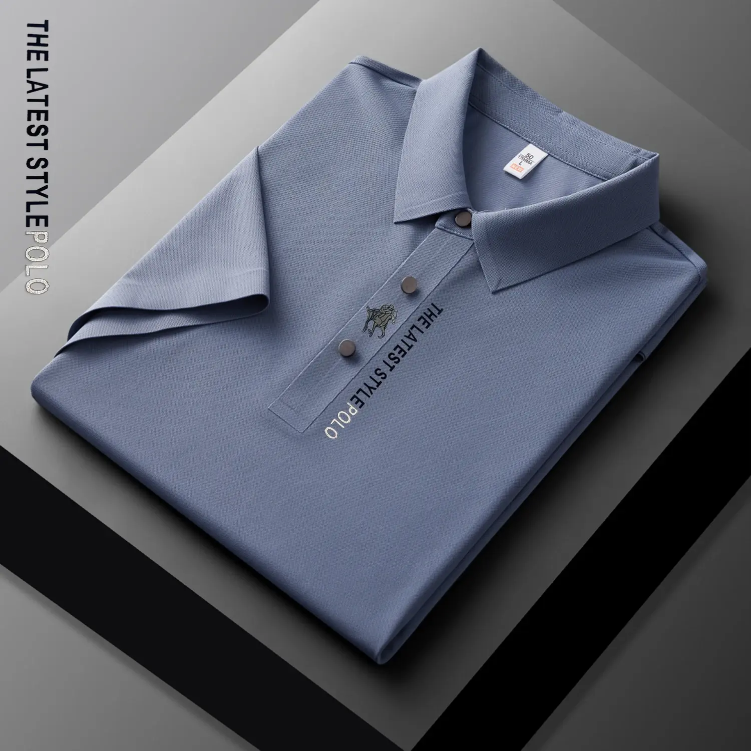 Ice Silk Polo Shirt Short Sleeved Letter Printing T-shirt New 2024 Summer Men's Clothing High-grade  Shirts