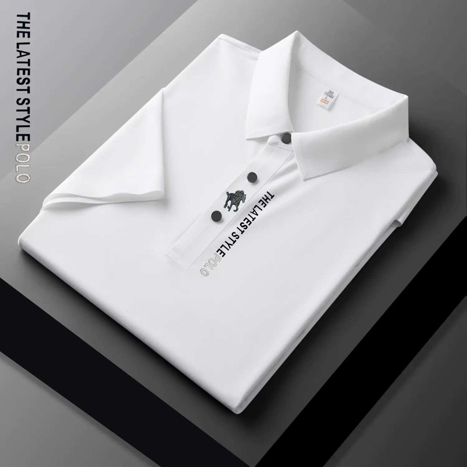 Ice Silk Polo Shirt Short Sleeved Letter Printing T-shirt New 2024 Summer Men's Clothing High-grade  Shirts