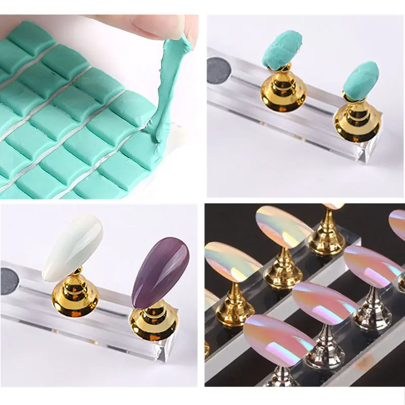 Multi-color Magnetic Nail Tip Display Magnet Nail Art Practice Stand Holder UV Gel Polish Showing Shelf Manicure Tools