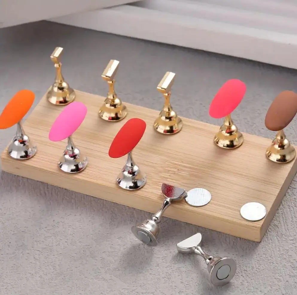 10Pcs/Pack Nail Holder Practice Display Stand Magnetic False Nail Tips Showing Shelf Manicure Salon Fingernail DIY Exercise Tool