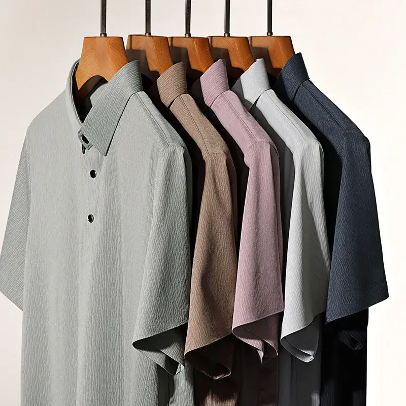 2025 New Men's Business Casual Short Sleeved Printed Polo Shirt Fashionable Breathable Comfortable and Versatile Top