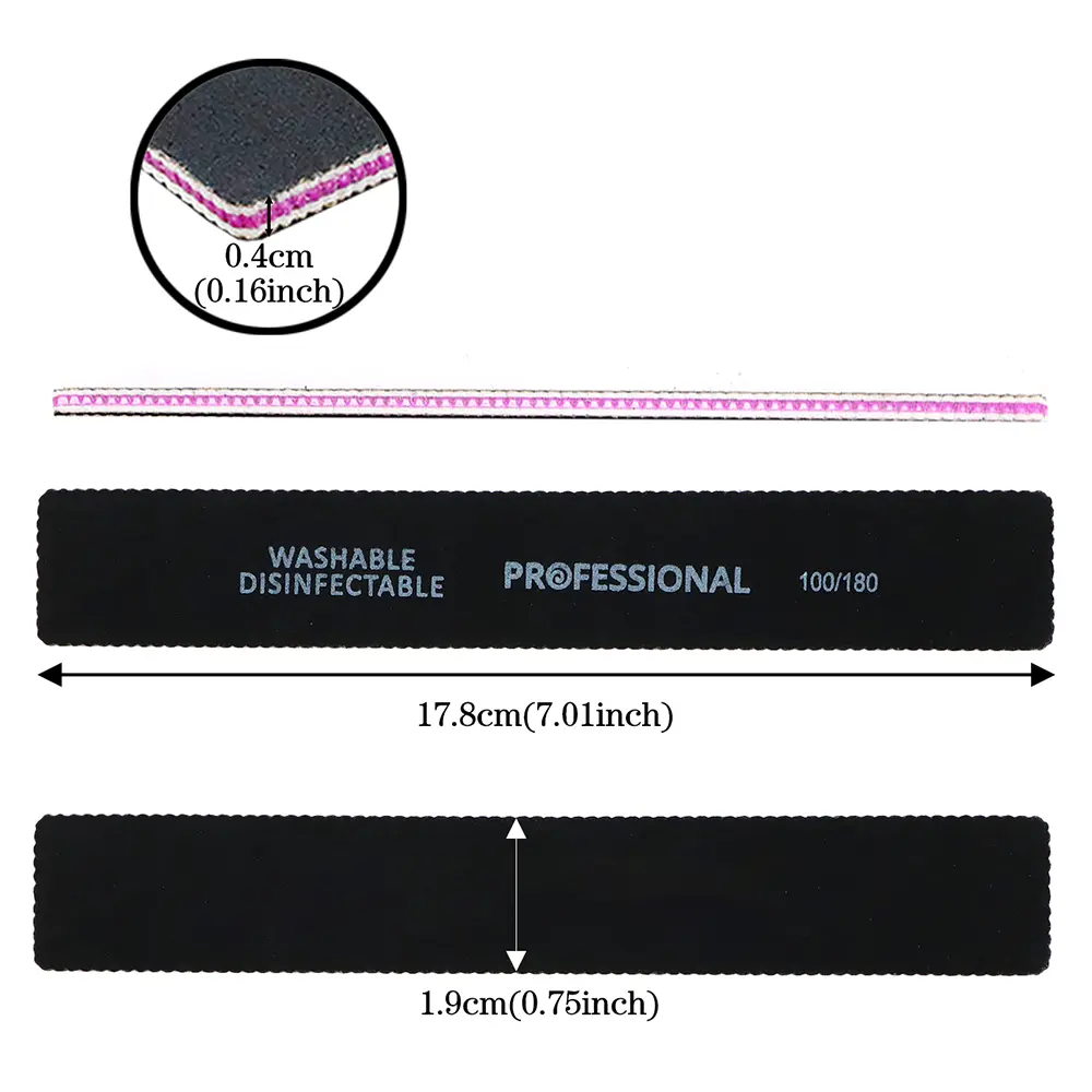 25Pcs/Lot Grey Sandpaper Nail File 100/180 Double Sided Buffer Block Polisher Pedicure Manicure Nail Art Files Nails Accesorios