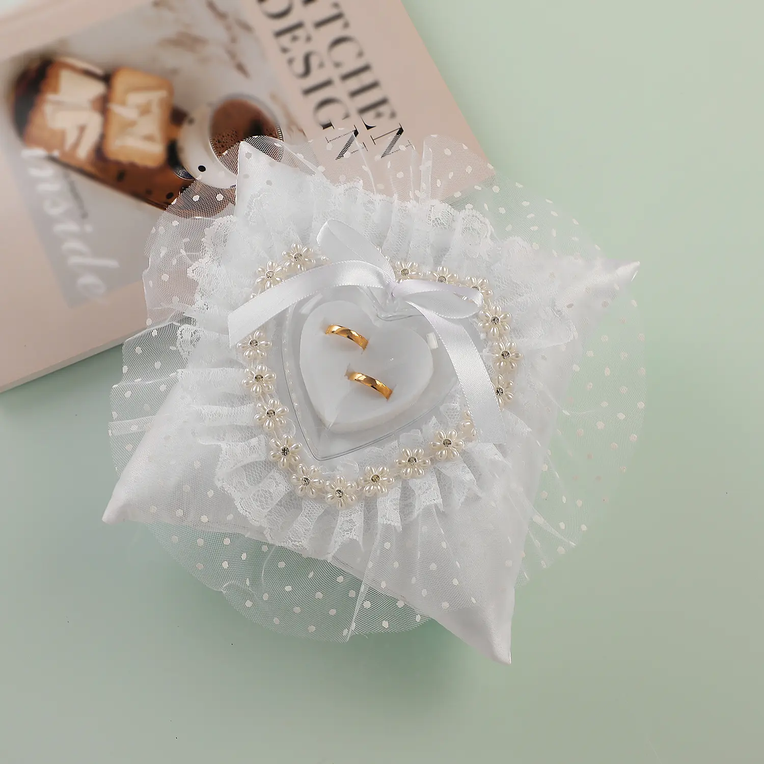 Wedding Ring Pillow  - Elegant Ring Bearer Cushion for Bride and Groom's Ceremonial Exchange