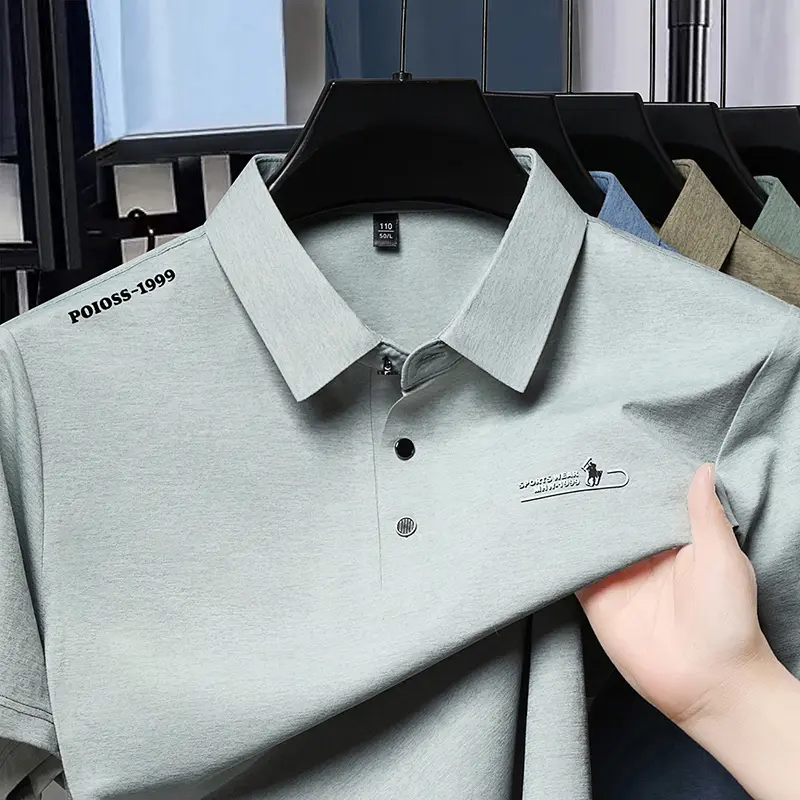2025 Summer New Men's Polo Shirt Business Light Luxury Collar Simple Fashion Short Sleeve T-shirt Men's Top