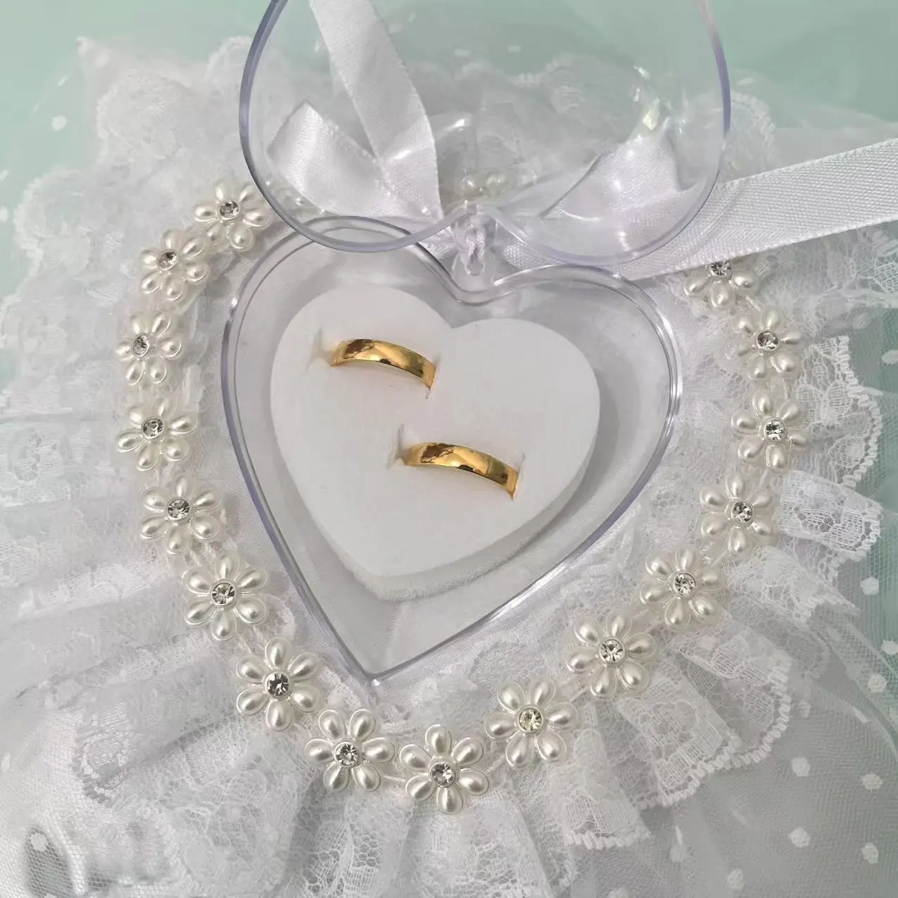 Wedding Ring Pillow  - Elegant Ring Bearer Cushion for Bride and Groom's Ceremonial Exchange