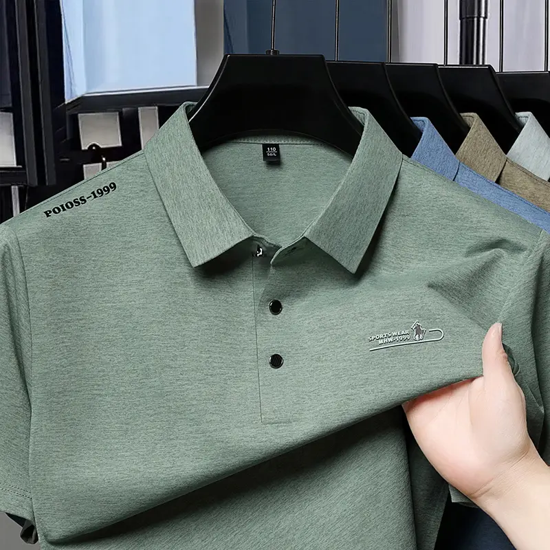 2025 Summer New Men's Polo Shirt Business Light Luxury Collar Simple Fashion Short Sleeve T-shirt Men's Top