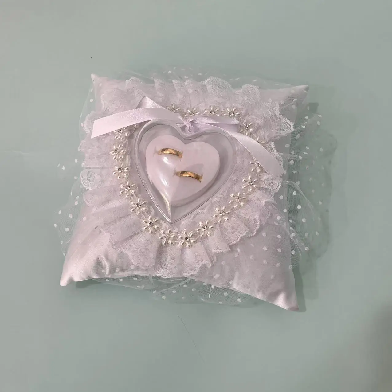 Wedding Ring Pillow  - Elegant Ring Bearer Cushion for Bride and Groom's Ceremonial Exchange