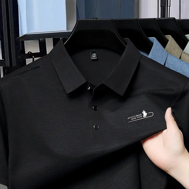 2025 Summer New Men's Polo Shirt Business Light Luxury Collar Simple Fashion Short Sleeve T-shirt Men's Top