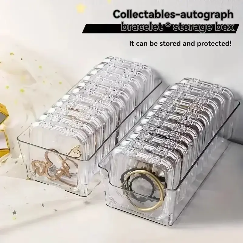 50/10PCS Press-On Nail Storage Acrylic Boxes with Adhesive Sheets Transparent Clear Nail Boxes Jewelry Storage Tool&Accessories