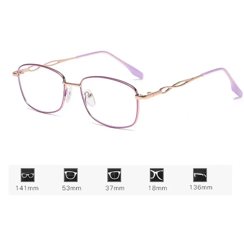 Anti Blue Light Presbyopia Glasses Trendy Metal Small Frame Reading Glasses for Women Portable High-definition Eyeglasses