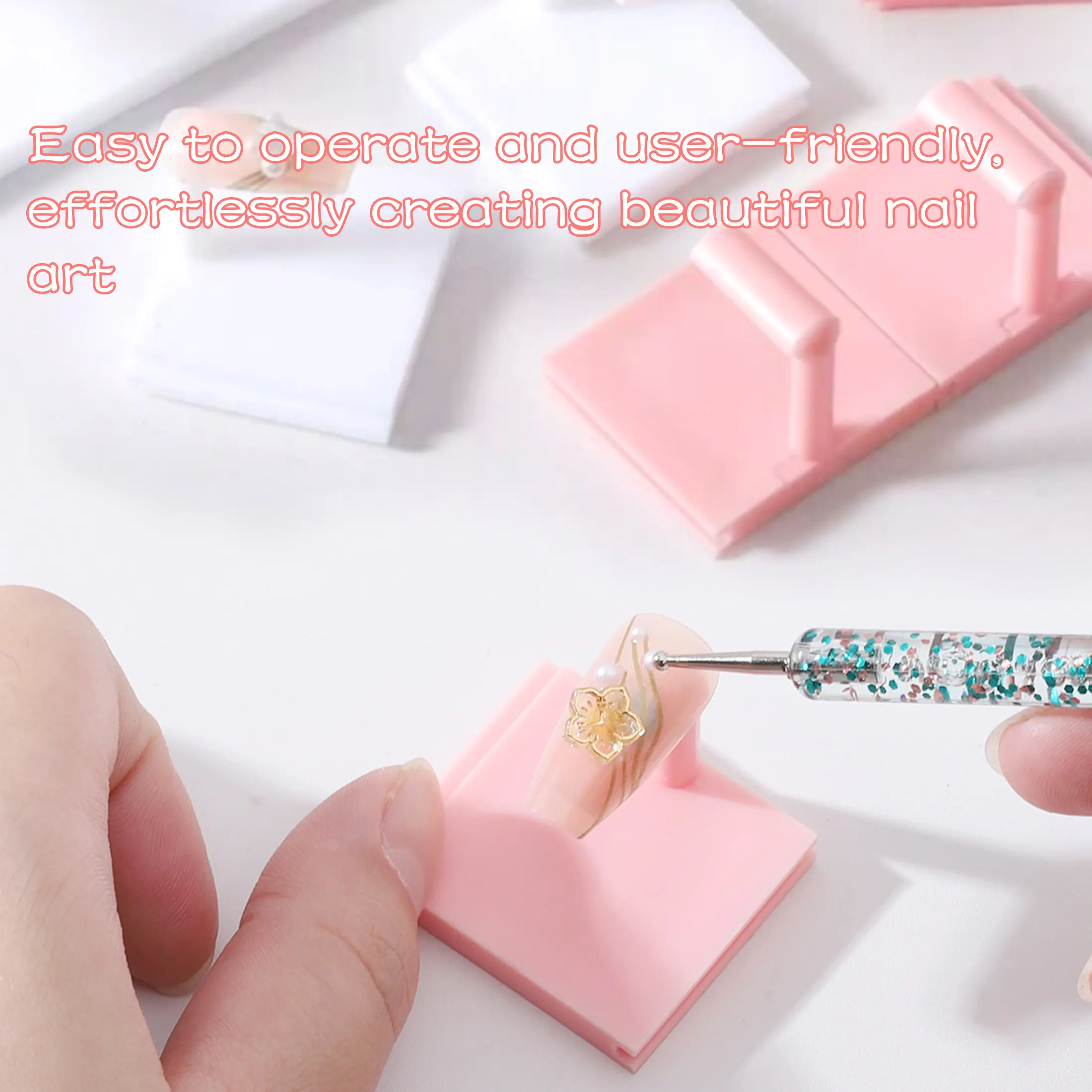 10pcs Nail Practice Display Stand Detachable Press on Nail Training Holder Plastic False Nail Polish Color Display Shelves Base