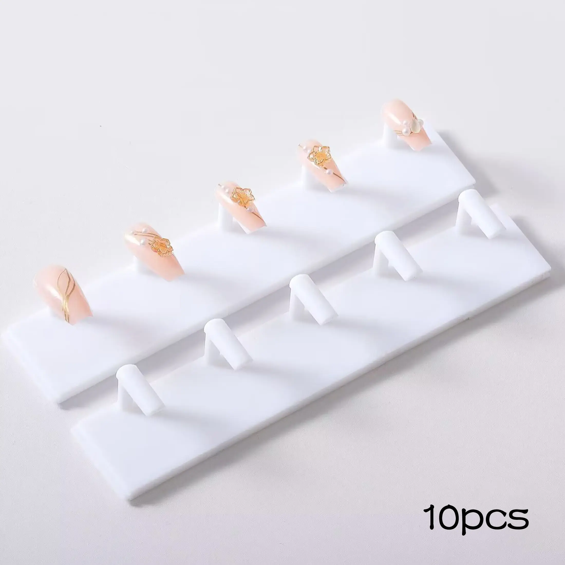 10pcs Nail Practice Display Stand Detachable Press on Nail Training Holder Plastic False Nail Polish Color Display Shelves Base