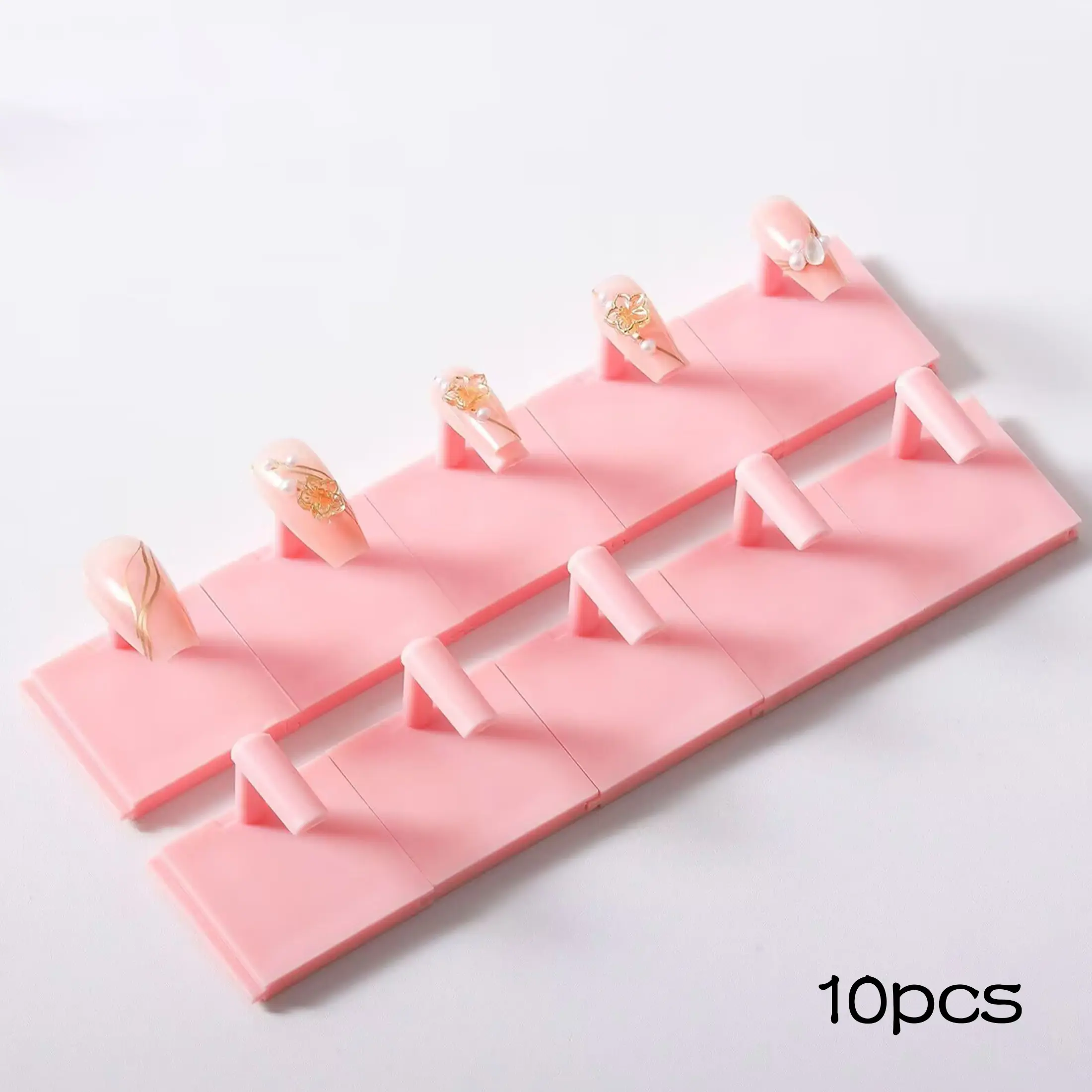 10pcs Nail Practice Display Stand Detachable Press on Nail Training Holder Plastic False Nail Polish Color Display Shelves Base