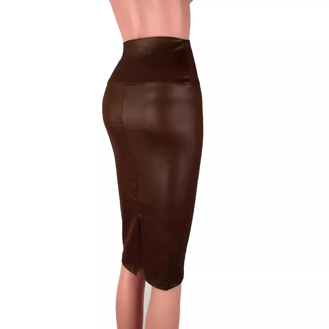 Matte PU Imitation Leather Skirt Women High-waist Bodycon Slim Long Skirts Vintage Office Lady Pencil Skirt Club Party