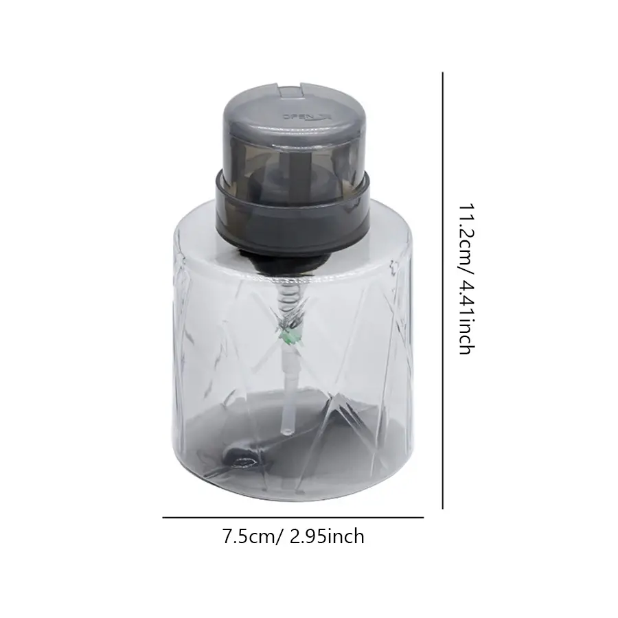 Lockable Empty Pump Dispenser Refillable Bottle, Nail Manicure Cleaner Makeup Remover Container Press Bottle