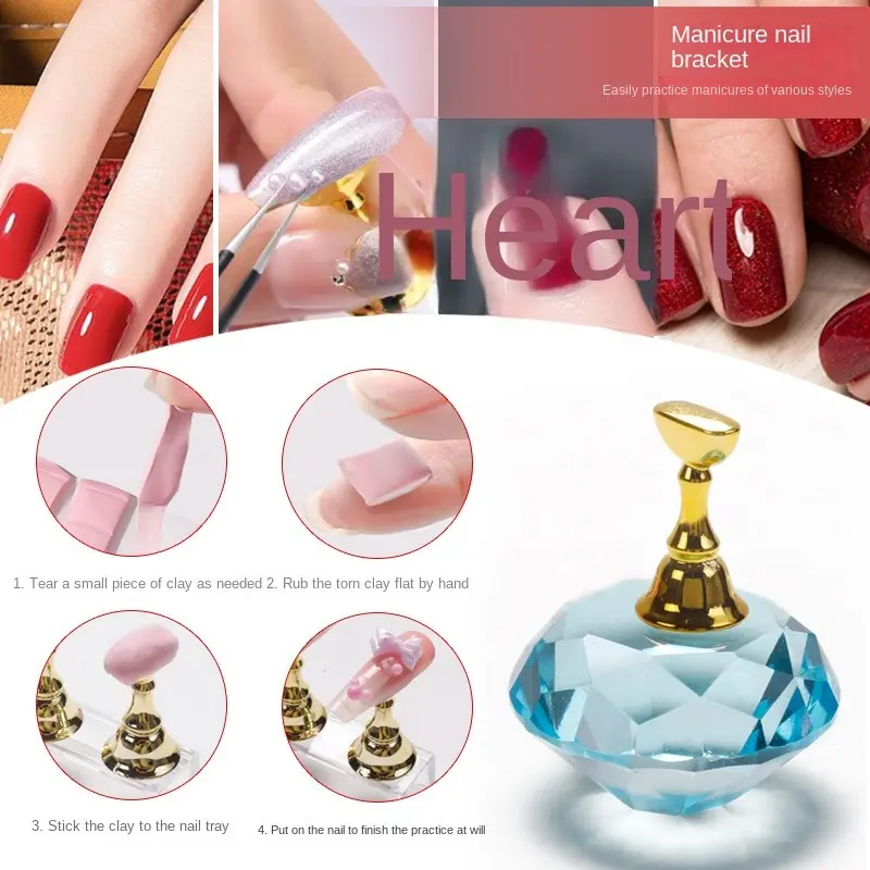 Magnetic Nail Holder Practice Display Stand Manicure Gel Polish Showing Shelf Nail Art Adhisive Glue Clay Sticky Tool