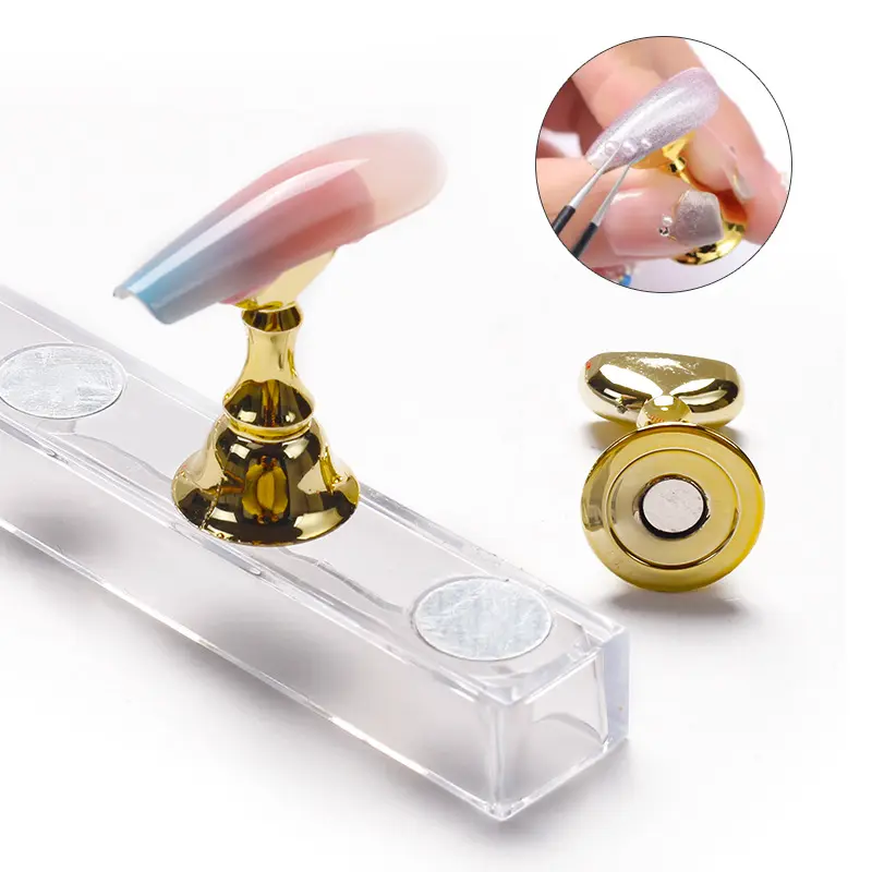 Magnetic Nail Holder Practice Display Stand Manicure Gel Polish Showing Shelf Nail Art Adhisive Glue Clay Sticky Tool