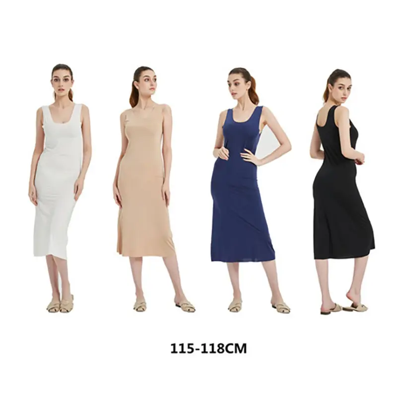 Lady Full Slips Under Sleep Dress Slip Anti-Static Tank Long Dress Petticoat Ice Silk Large Size Sexy Halter Bottoming Nightgown