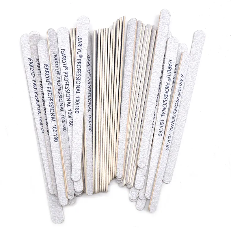 100 Pcs Double Sided Wooden Nail File 100 180 240 Grit Professional Material Thick Sanding Wood Files Pedicure Manicure Tools