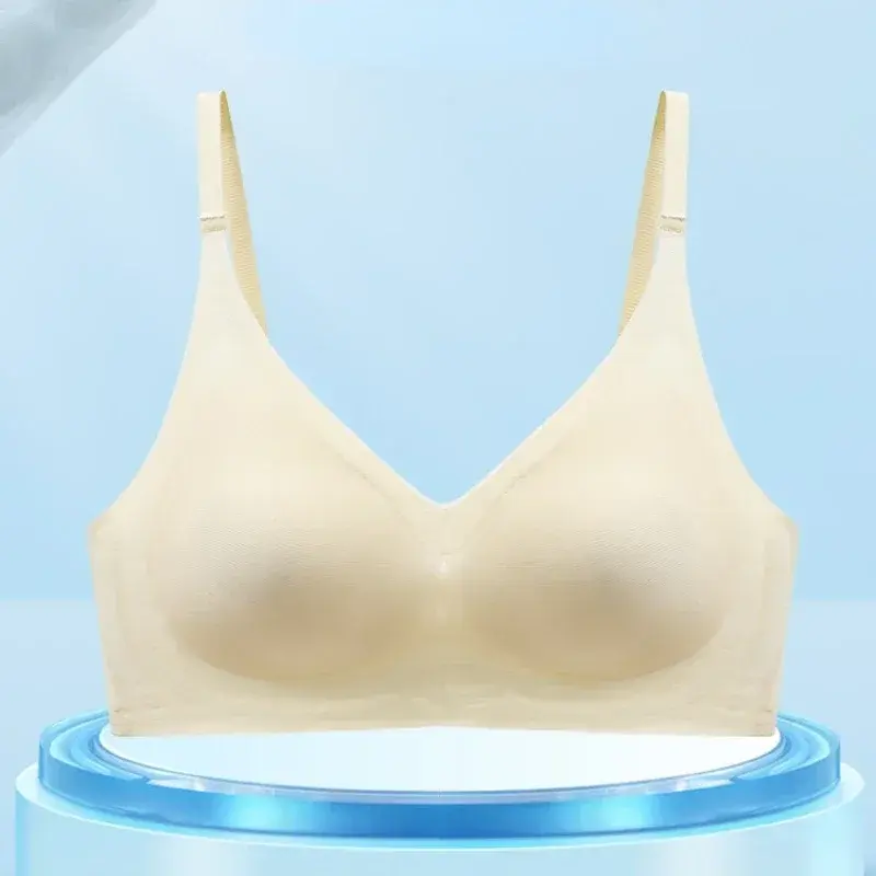 Light Ice Silk Non-marking Nude Bra Women Jelly Soft Support Gathered Bra Comfortable Breathable Sports Underwear Seamless Bra