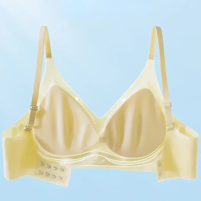 Light Ice Silk Non-marking Nude Bra Women Jelly Soft Support Gathered Bra Comfortable Breathable Sports Underwear Seamless Bra