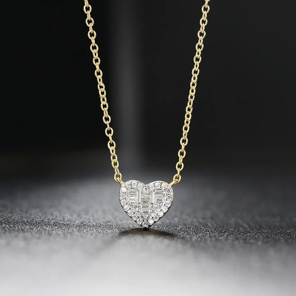 Aesthetic Pendant Necklaces for Women Korean Crystal Heart Gold Color Female Choker Chain on The Neck Jewelry Accessories N564