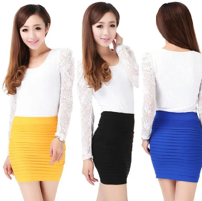 Summer Women Skirt High Waist Pleated Skirt Candy Color Knitted Elastic Mini Skirt Sexy Women's Sleeveless Tanks