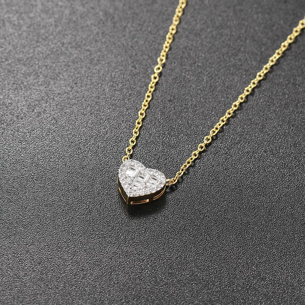 Aesthetic Pendant Necklaces for Women Korean Crystal Heart Gold Color Female Choker Chain on The Neck Jewelry Accessories N564
