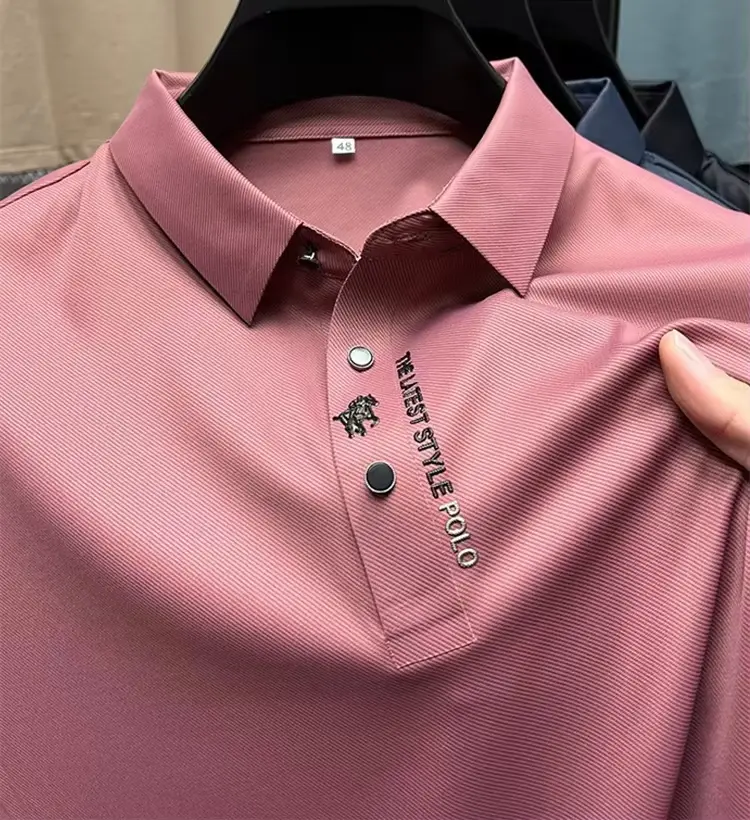 High end brand short sleeve men's polo shirt summer fashion pony letters hot selling embossed ice silk casual business T-shirt