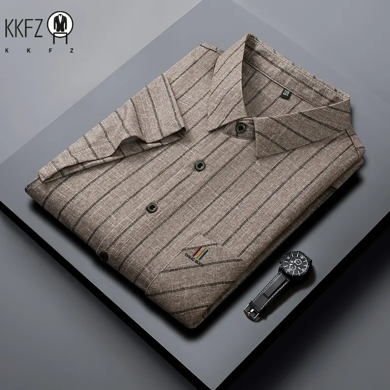 New Men's Business Casual Short Sleeved Printed Shirt with Wrinkle Resistance No Ironing Comfortable All Season Versatile Top