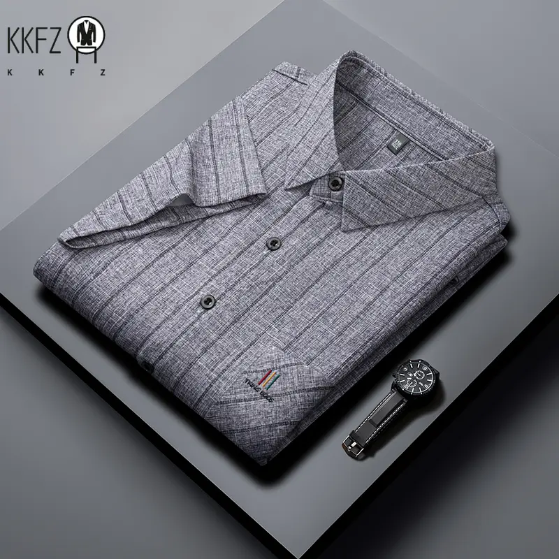 New Men's Business Casual Short Sleeved Printed Shirt with Wrinkle Resistance No Ironing Comfortable All Season Versatile Top