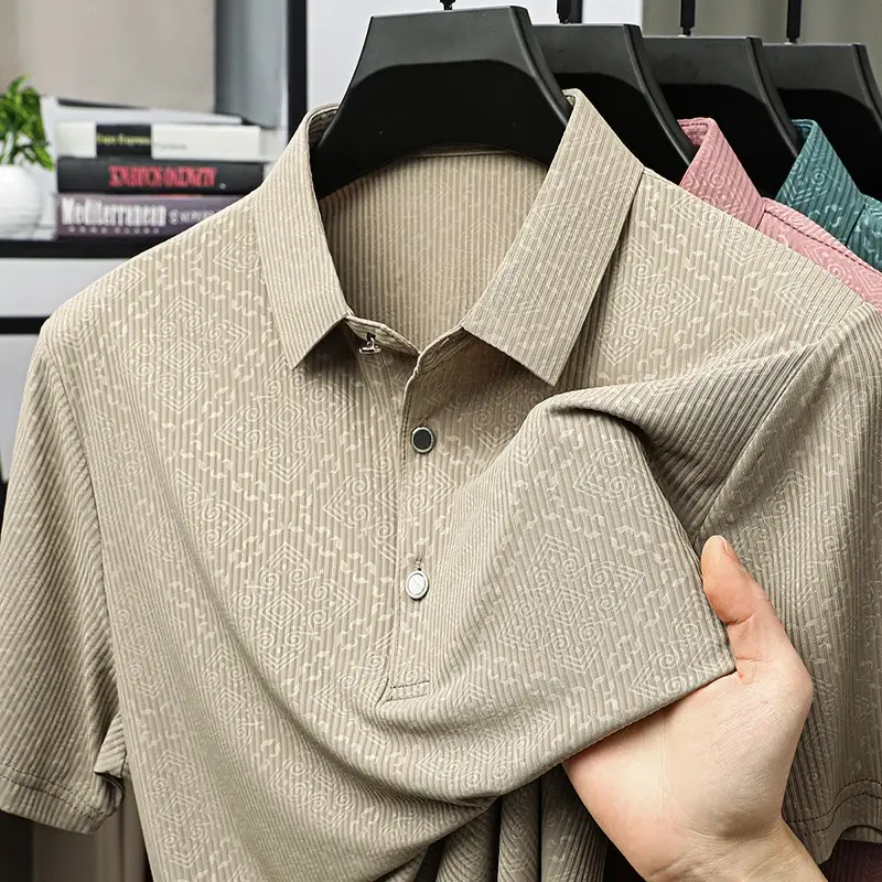 BROWON Brand 2025 Luxury Men T Shirt Casual Short Sleeve Ice Silk Cool Soft Business Work T-shirt Summer Wear for Men