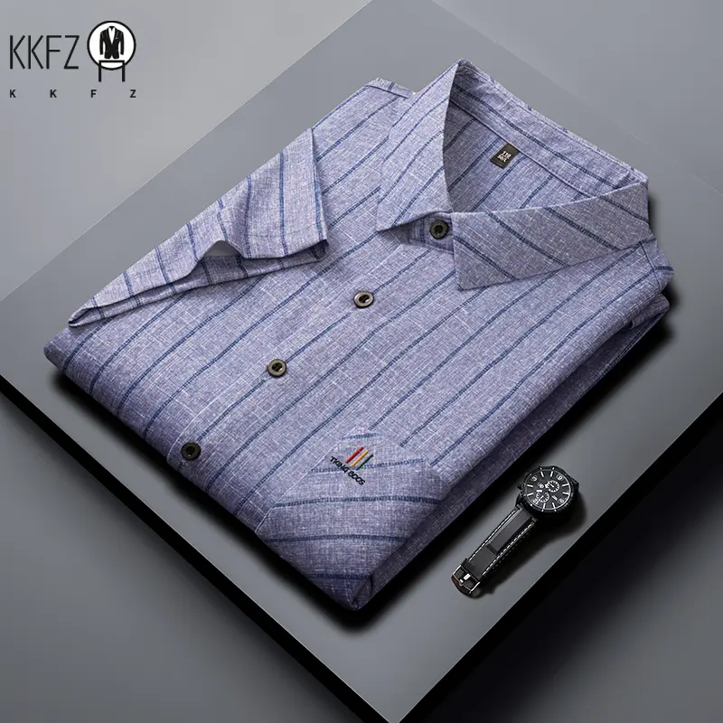 New Men's Business Casual Short Sleeved Printed Shirt with Wrinkle Resistance No Ironing Comfortable All Season Versatile Top