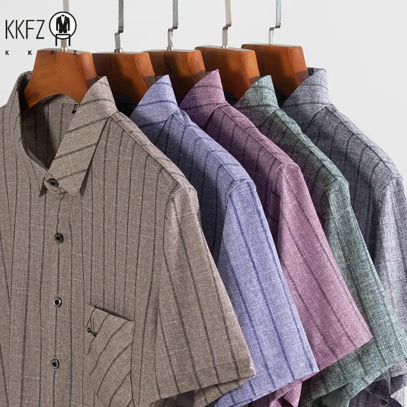 New Men's Business Casual Short Sleeved Printed Shirt with Wrinkle Resistance No Ironing Comfortable All Season Versatile Top