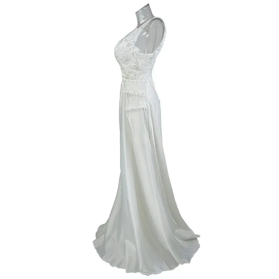 Women Dresses V Neck Casual Solid Color Regular Fit Lace Patchwork Backless Ankle Length Party Dress Vestidos Pullover