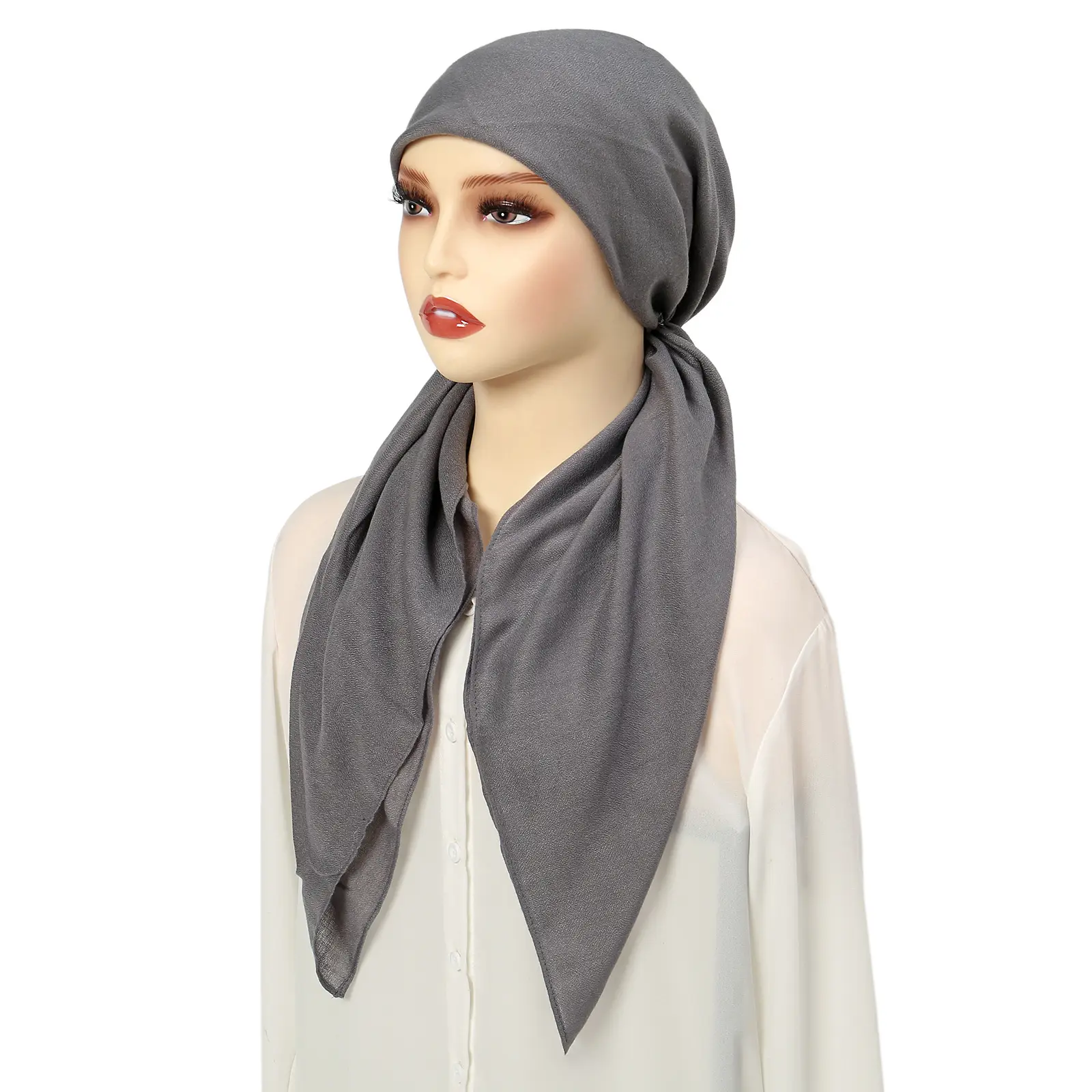 Solid Color Cotton Linen Turban Hijab Hats Fashion Head Wraps Muslim Hats Breathable Chemo Cap For Women Girls
