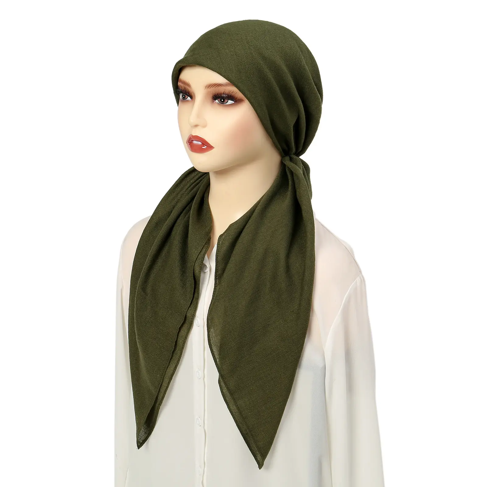 Solid Color Cotton Linen Turban Hijab Hats Fashion Head Wraps Muslim Hats Breathable Chemo Cap For Women Girls