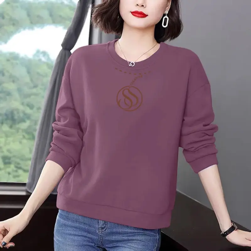 Simplicity Casual Autumn/Winter New Women's O-Neck Printing 3D Fashion All-match Loose Long Sleeve Pullovers Sweatshirts Tops