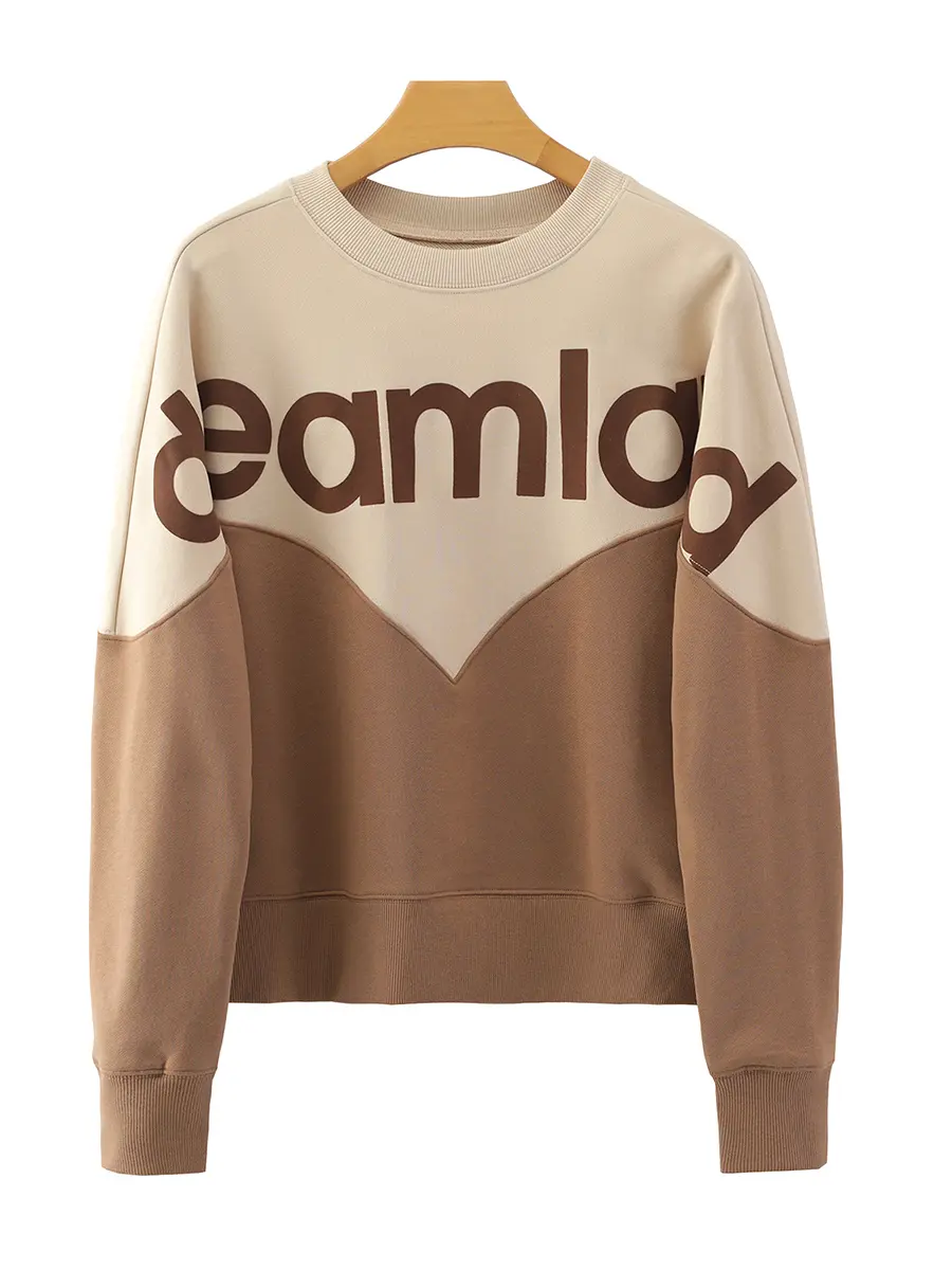 Casual Loose Letter Pattern Sweatirt Brand Spring D3362 Lazy Sle Fce Lined Zipper ort Length Women's Hoodie