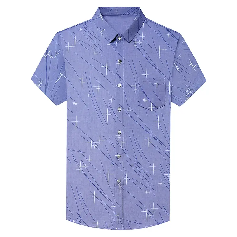 New Men's Business Casual Short Sleeved Printed Shirt with Wrinkle Resistance No Ironing Comfortable All Season Versatile Top