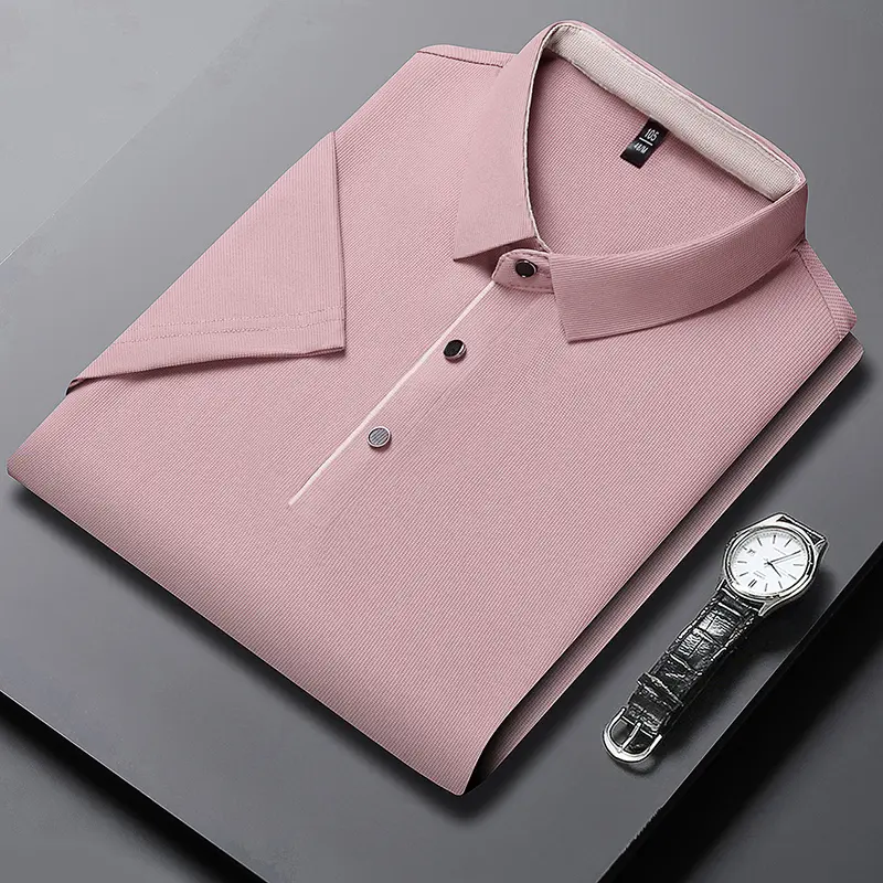Solid Color Polo Shirt Men Business Polo Collar Half sleeved Top Summer Casual Short sleeved T-shirt Men Mountaineering Shirts