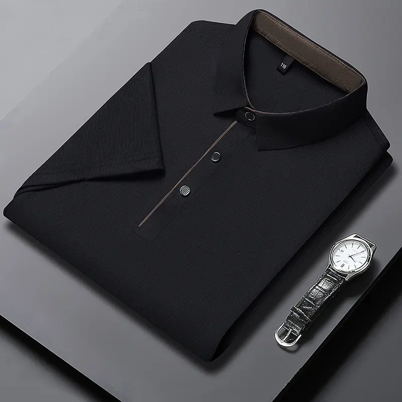 Solid Color Polo Shirt Men Business Polo Collar Half sleeved Top Summer Casual Short sleeved T-shirt Men Mountaineering Shirts