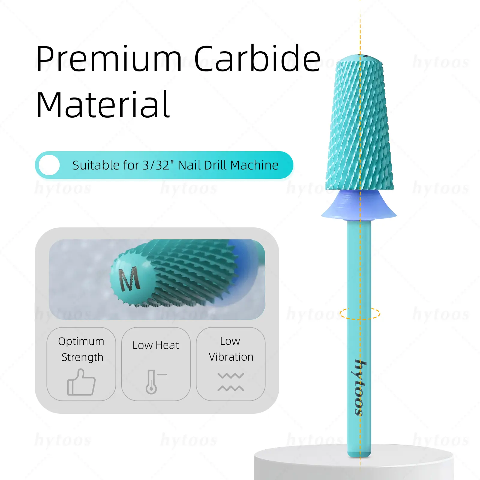 HYTOOS Safety Carbide Nail Drill Bits Green Coating Dome Tapered Bit for Gel Polish Removal Pro Manicure Drills AccessoriesTool