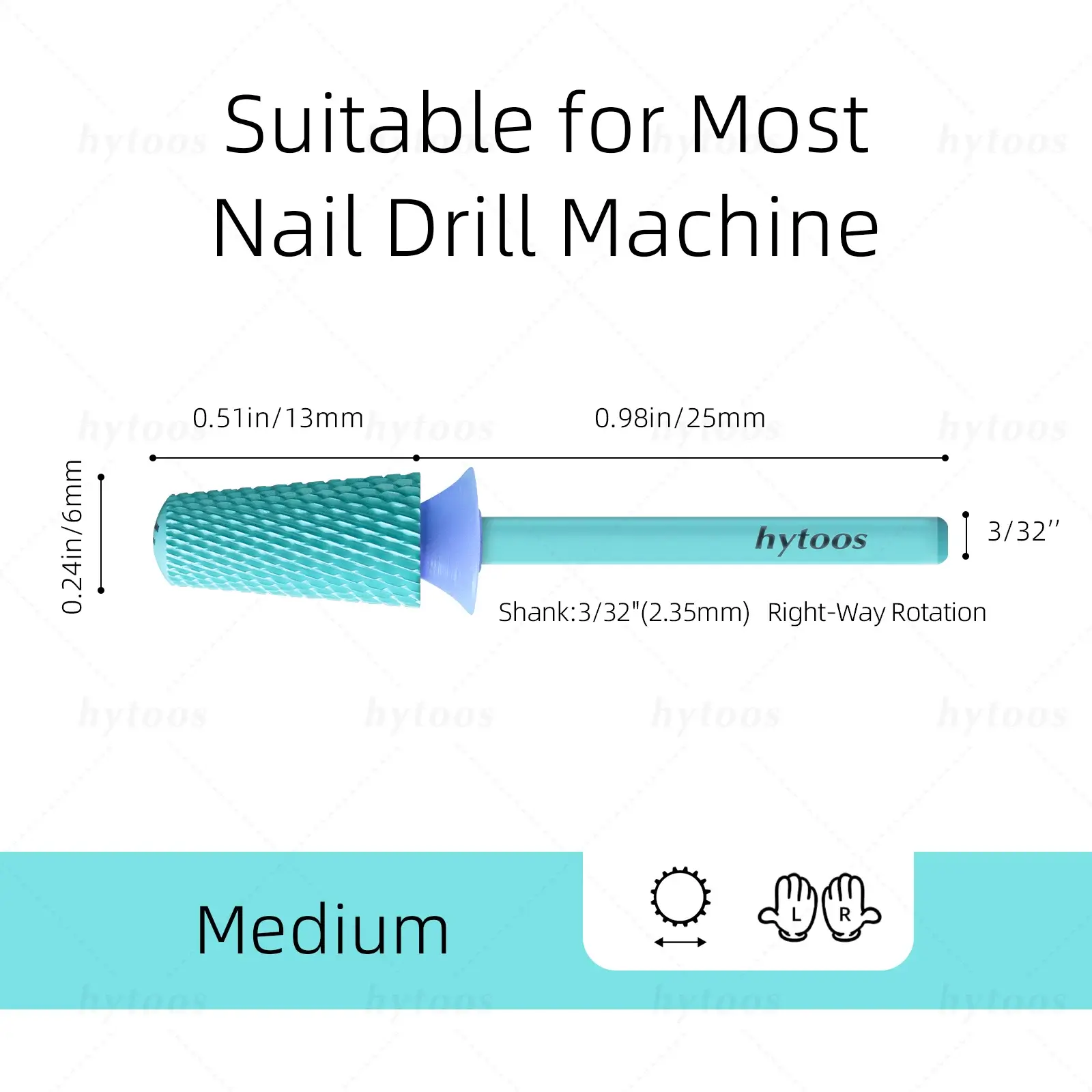 HYTOOS Safety Carbide Nail Drill Bits Green Coating Dome Tapered Bit for Gel Polish Removal Pro Manicure Drills AccessoriesTool